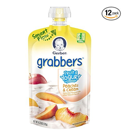 Gerber Graduates Grabbers, Fruit and Yogurt Peaches and Cream, 4.23 Ounce (Pack of 12)  only $11.97