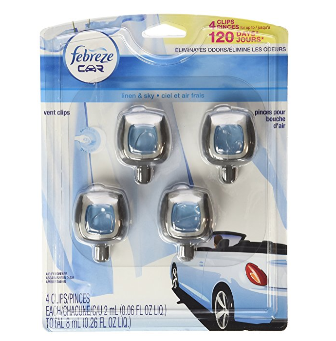 Febreze Car Vent-Clip Air Fresheners - 4 Pack (Linen & Sky)0.06 FL.OZ only $12.62