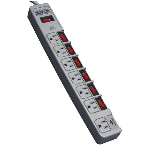 Tripp Lite 7 Outlet (6 Individually Controlled) Surge Protector Power Strip, 6ft Cord, Lifetime Limited Warranty & $25K INSURANCE (TLP76MSG), Only $17.54