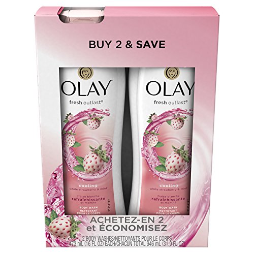 Olay Fresh Outlast Cooling White Strawberry & Mint Body Wash for Women, 31.9 Fl Oz, 2 Count, Only $3.50