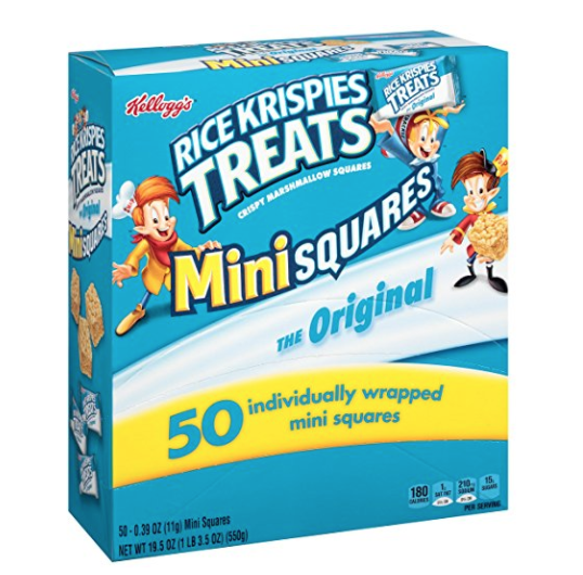 Kellogg's Rice Krispies Treats, Original Mini Squares Snack Bars, 0.39 Ounce Package (Pack of 50 only $6.29