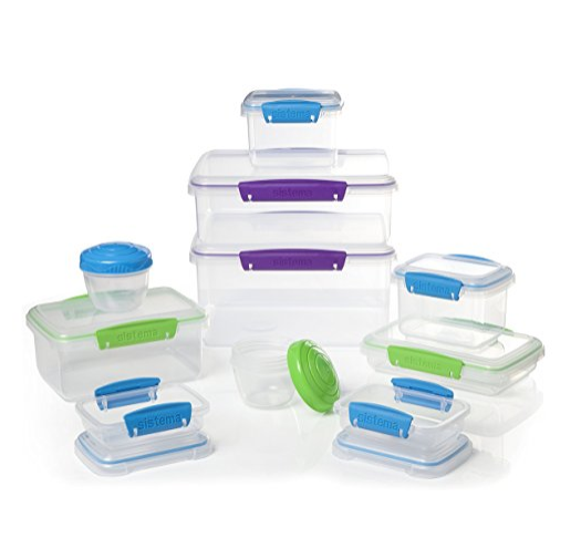 Sistema Multi Piece Food Storage Containers in Assorted Shapes and Colors, Set of 20, Assorted only $15.88