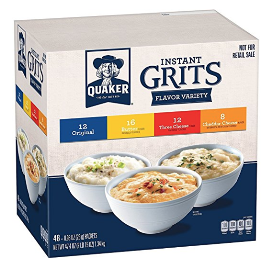 Quaker Instant Grits, 4 Flavor Variety Pack, 0.09oz Packets (48 Pack), Only $6.83