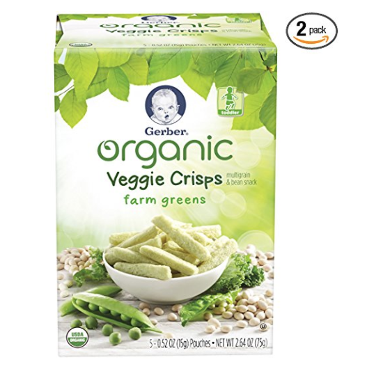 Gerber Graduates Organic Veggie Crisps, Green, 5 Count (Pack of 2) only $6.57