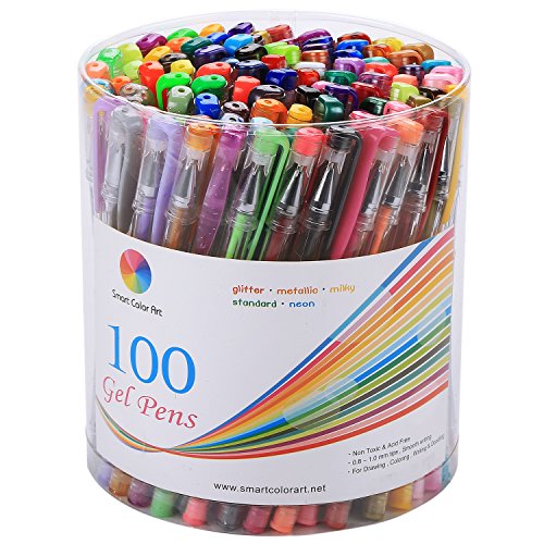 Smart Color Art 100 Colors Gel Pens Set for Adult Coloring Books Drawing Painting Writing, Only $11.99