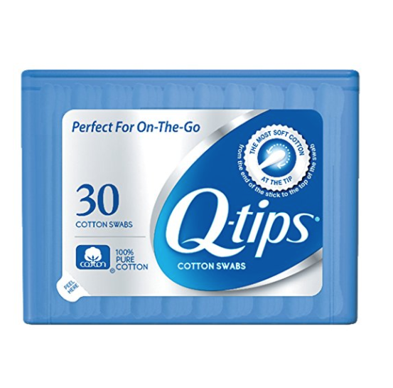 Q-tips 双头棉花棒旅行装 30个 + 收纳盒，现仅售$0.97
