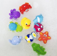 Nuby 10-Pack Little Squirts Fun Bath Toys, Assorted Characters only $8.56