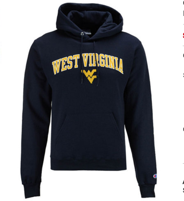Champion Men's West Virginia Mountaineers Arch Logo Hoodie only $24.99