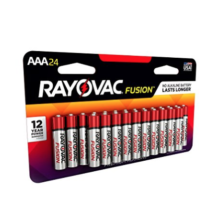 RAYOVAC AAA 24-Pack FUSION Premium Alkaline Batteries, 824-24LTFUSK only $4.16