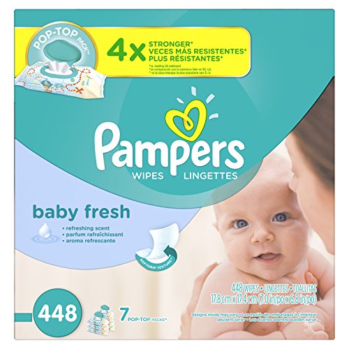 Pampers Baby Fresh Water Baby Wipes 7X Pop-Top Packs, 448 Count, Only $11.59
