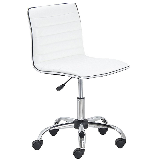 BTEXPERT 5029w BTExpert Swivel Mid Back Armless Ribbed Designer Task Chair Leather soft upholstery Office Chair - White $59.00，free shipping