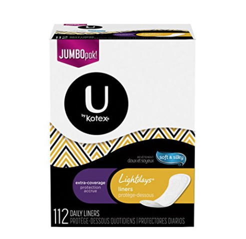 U by Kotex Lightdays Panty Liners, Extra Coverage, Unscented, 112 Count (Packaging May Vary) only$6.99