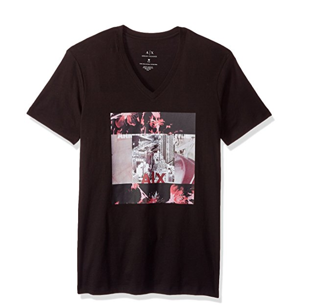 A|X阿玛尼Flower Block 男T恤, 现仅售$18.46