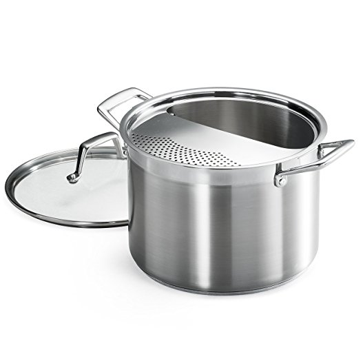 Tramontina 80120/509DS Lock & Drain Pasta Cooker Pot with Strainer Lid, 18/8 Stainless Steel, Induction-Ready, Impact-Bonded, 8-Quart $34.63，free shipping