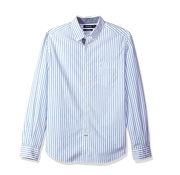 Nautica Men's Classic Fit Stretch Striped Long Sleeve Button Down Shirt only $18.05