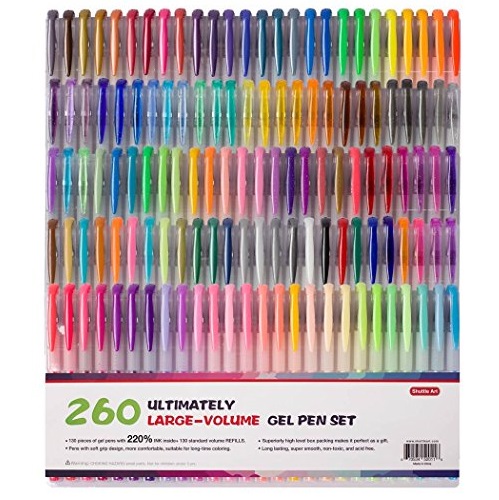 史低价！ Shuttle Art 130支彩色中性水笔+130支补充装笔芯套装，原价$59.00，现仅售$17.98