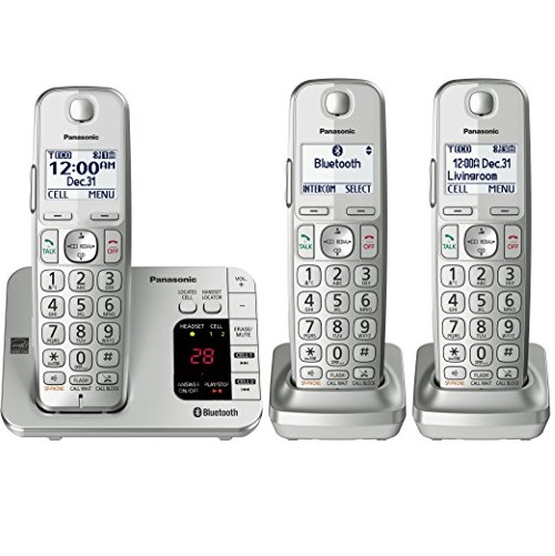 史低价！Panasonic松下 KX-TGE463S 一拖二无绳电话 ，原价$99.95，现仅售$59.95，免运费