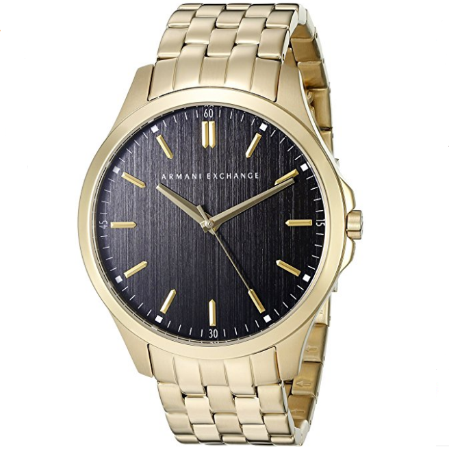 A|X Armani Exchange Goldtone Watch With Black Dial $97.99，free shipping