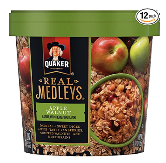 Quaker Real Medleys Oatmeal+, Apple Walnut, Instant Oatmeal+ Breakfast Cereal (12 Cups) (Packaging May Vary) only $13.1
