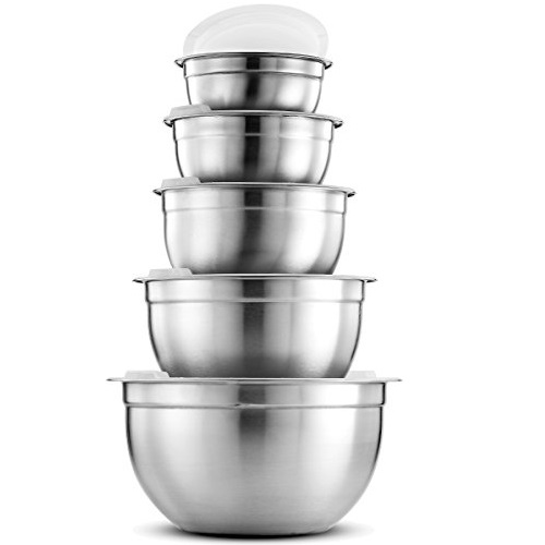 FineDine Premium Various Sizes Stainless Steel Mixing Bowl (5 Piece) With Airtight Lids, Only $13.59