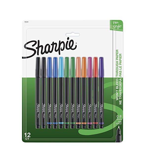 Sanford 1802226 Sharpie Pen, Fine Point, Assorted Colors, 12-Count only $9.60