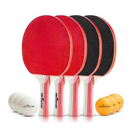 Table Tennis Ping Pong Set - Pack of 4 Premium Paddles/Rackets and 6 Table Tennis Balls - Soft Sponge Rubber - Ideal for Professional & Recreational Games - 2 or 4 Players - $16.22