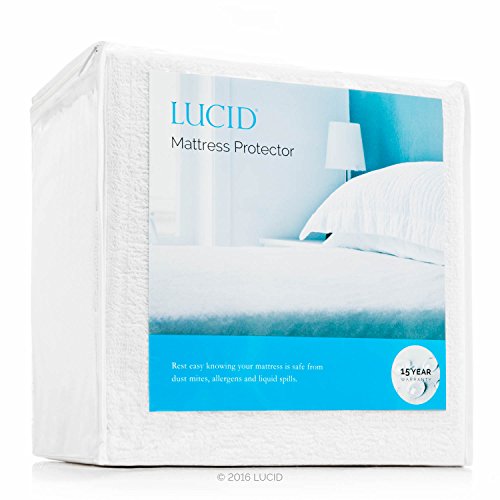 LUCID Premium Hypoallergenic 100% Waterproof Mattress Protector - 15 Year Warranty - Vinyl Free - Queen, Only $20.99