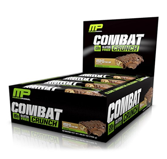 MusclePharm Combat Crunch Protein Bar, Multi-Layered Baked Bar, 20g Protein, Low Sugar, Low Carb, Gluten Free, Chocolate Peanut Butter Cup, 12 Bars, Only $14