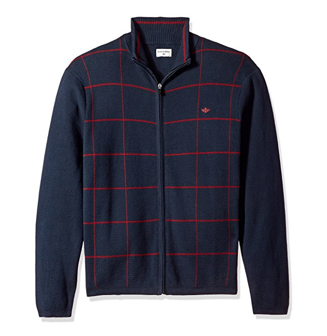 Dockers Men's Full Zip Cotton Milano Windowpane Sweater only $21.41