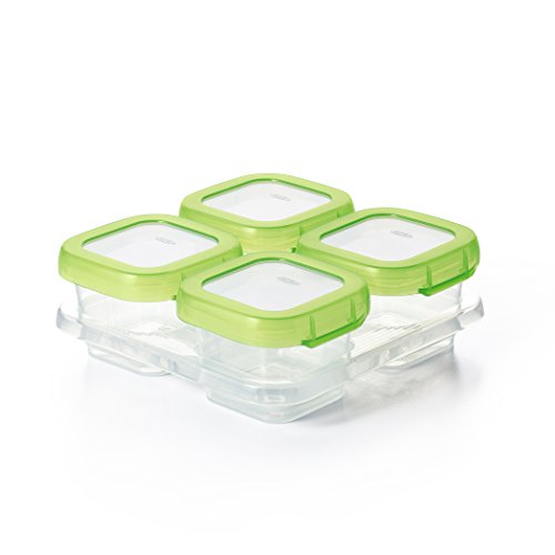 史低價！OXO Tot嬰幼兒食物密封輔食盒/輔食冷凍盒，4 oz款，4個裝，原價$9.99，現僅售$5.99