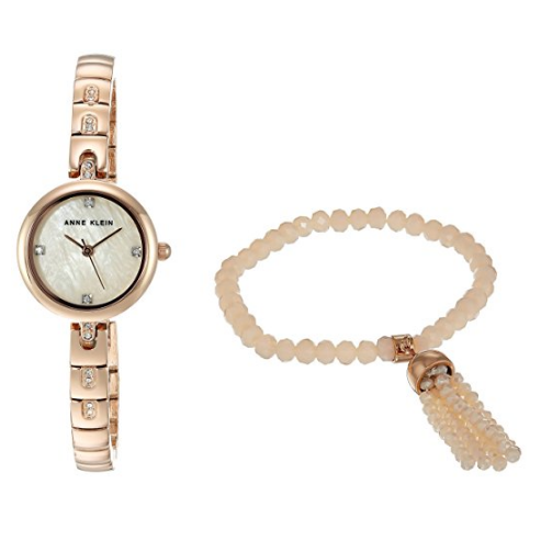Anne Klein 安妮·克萊恩 AK/2854RGST 女士玫瑰金手鐲手錶套裝，原價$110.00，現僅售$34.99，免運費