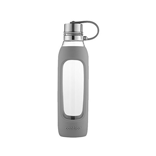 Contigo Purity Glass Water Bottle, 20 oz, Smoke with Silicone Tether, Only $7.97