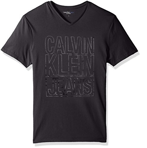 Calvin Klein Jeans Men's Short Sleeve Outline Logo V-Neck T-Shirt, Only $10.07