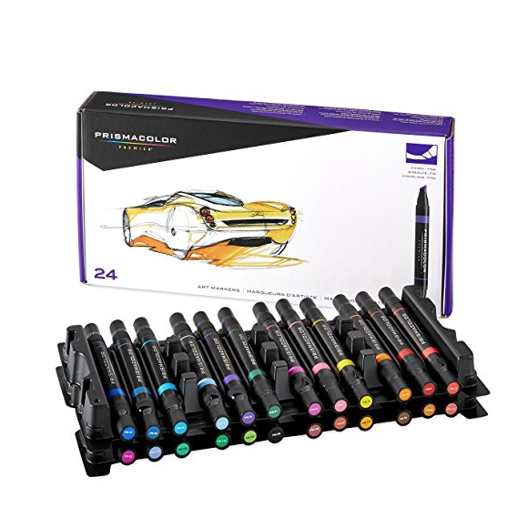 Prismacolor 霹雳马 3721 Premier 双头彩色马克笔 24色，现仅售$33.48, 免运费！