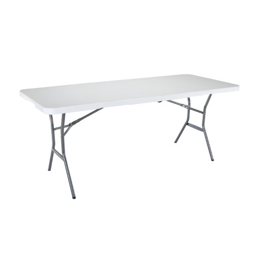 Lifetime 25011 Fold In Half Light Commercial Table, 6 Feet, White Granite, Only $39.98, free shipping