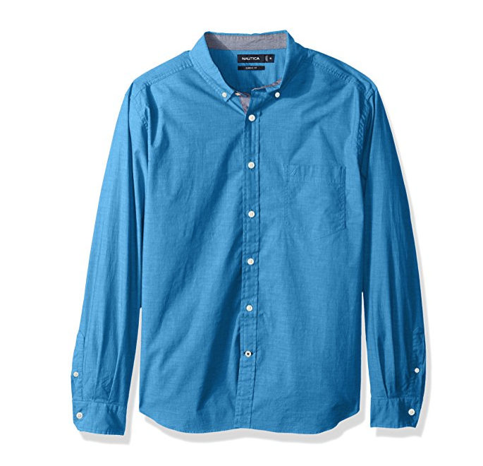 Nautica Men's Classic Fit Stretch Solid Long Sleeve Button Down Shirt only $16.03