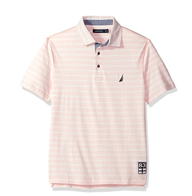 Nautica Classic Fit Short Sleeve Reverse Stripe Print Polo Shirt 男士純棉條紋POLO衫, 現僅售$17.73