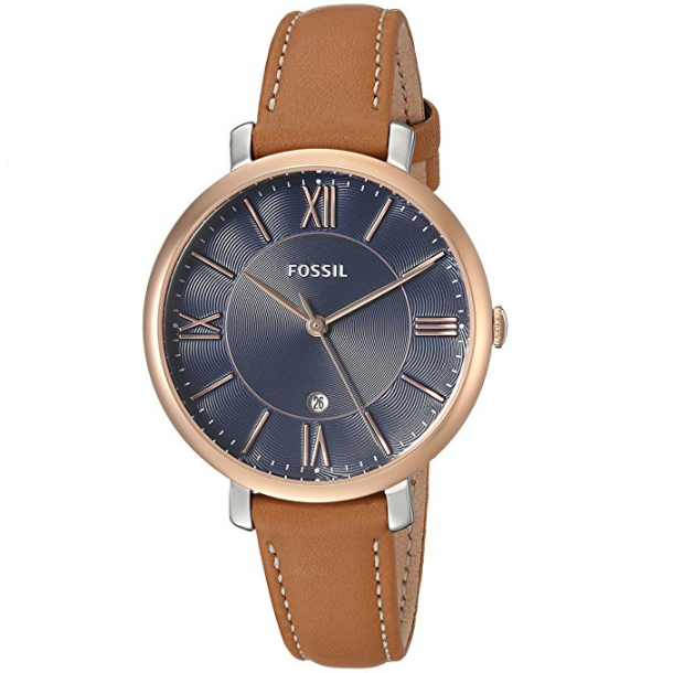 Fossil Jacqueline Three-Hand Date Luggage Leather Watch $61.41，free shipping