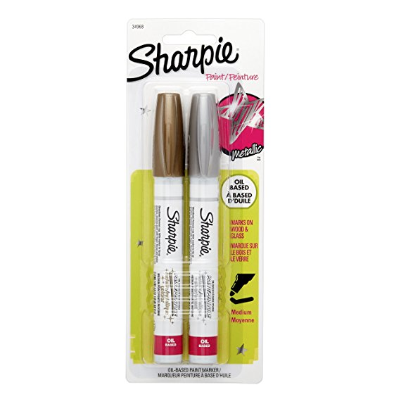 Sharpie Oil-Based Paint Markers, Medium Point, Metallic Gold and Silver, 2 Count - Great for Rock Painting only $2.69