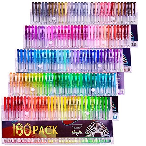 Gelmushta Gel Pens 160 Unique Colors (No Duplicates) Set for Adult Coloring Books Drawing with Case, Only $16.14