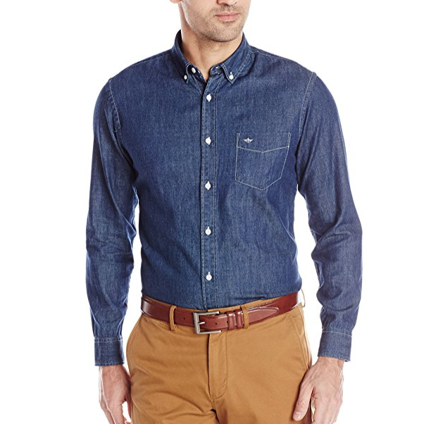 Dockers Men's Chambray Long Sleeve Button Front Shirt only $15.38