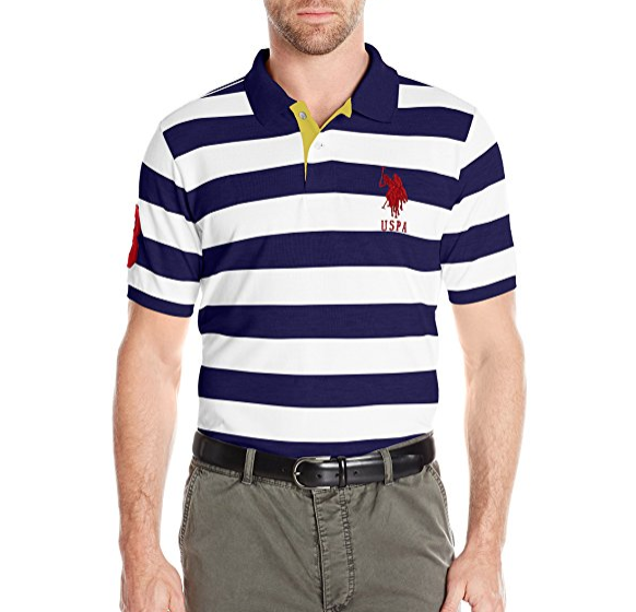 U.S. Polo Assn. Men's Striped Pique Polo Shirt only $15.68