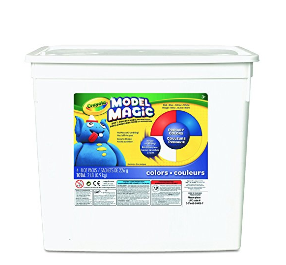 Crayola 574415 Model Magic Modeling Compound, 8 oz each Blue/Red/White/Yellow, 2lbs., Only $17.99