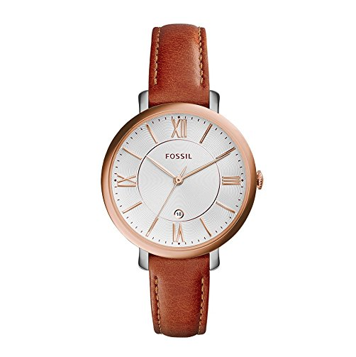 Fossil Women's Jacqueline Watch In Rose Goldtone With Light Brown Leather Strap only $62.99