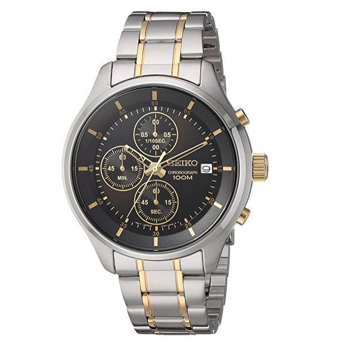 Seiko Men's Amazon Exclusive Quartz Stainless Steel Casual Watch, Color:Two Tone (Model: SKS555) only $99.99
