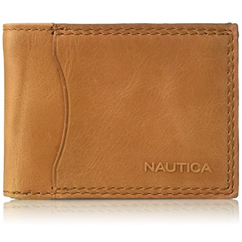 Nautica Men's Rfid Blocking Leather Passcase With Removeable Card Carrier, Only $11.09