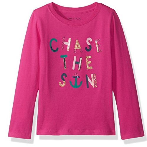 Nautica Little Girls' Long Sleeve Graphic Tee, 4, Only $4.98