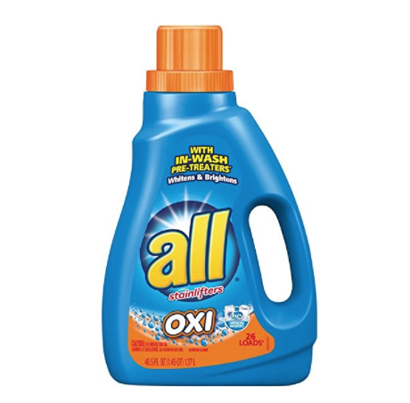 all Liquid Laundry Detergent 洗衣液（带OXI去污增白剂）1.37L, 现仅售$3.44，免运费！