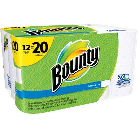 Bounty Select-a-Size Mega Roll Paper Towels, 105 sheets, 12 rolls, Only $15.89