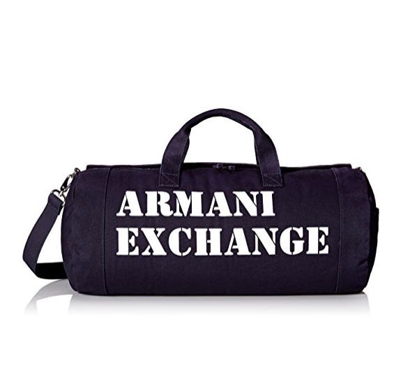 Armani Exchange Men's Large Printed Logo Canvas Duffle Weekender Gym Bag only $37.59